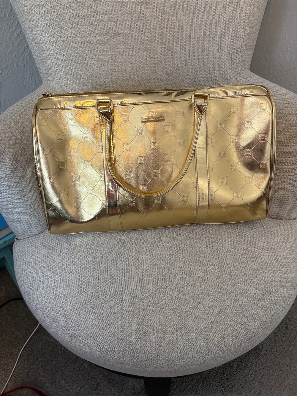 BCBG MAXAZRIA Gold Travel Tote Duffel Bag - Metallic Gold Women Bag